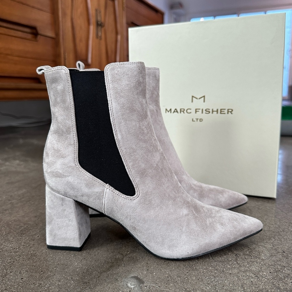 NWB Marc Fisher Zanna Suede Gray Boot